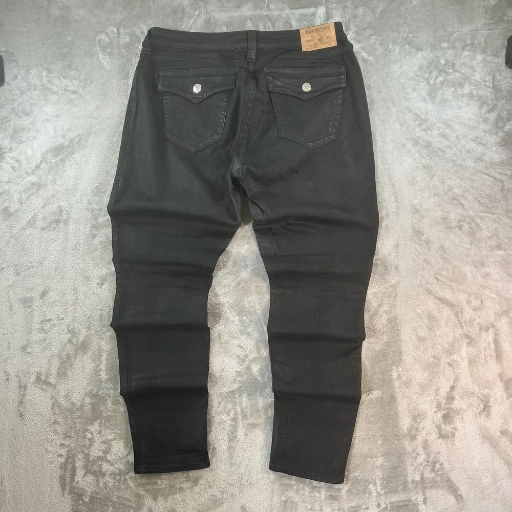 True Religion Section Skinny Jeans Mens 34x30 Black Dark Wash Slim Denim Pants
